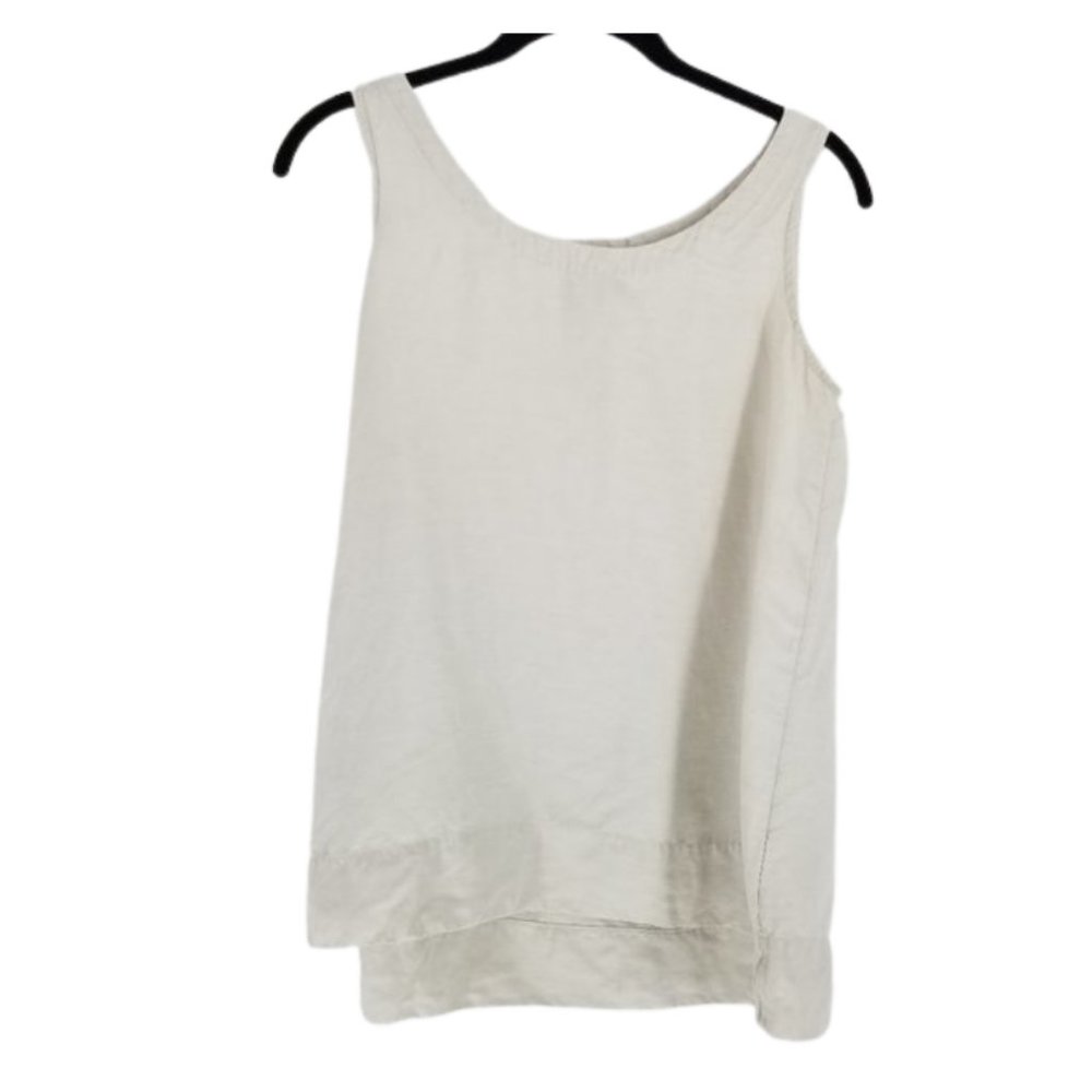Eileen Fisher Sleeveless Linen Silk Beige Top Sm